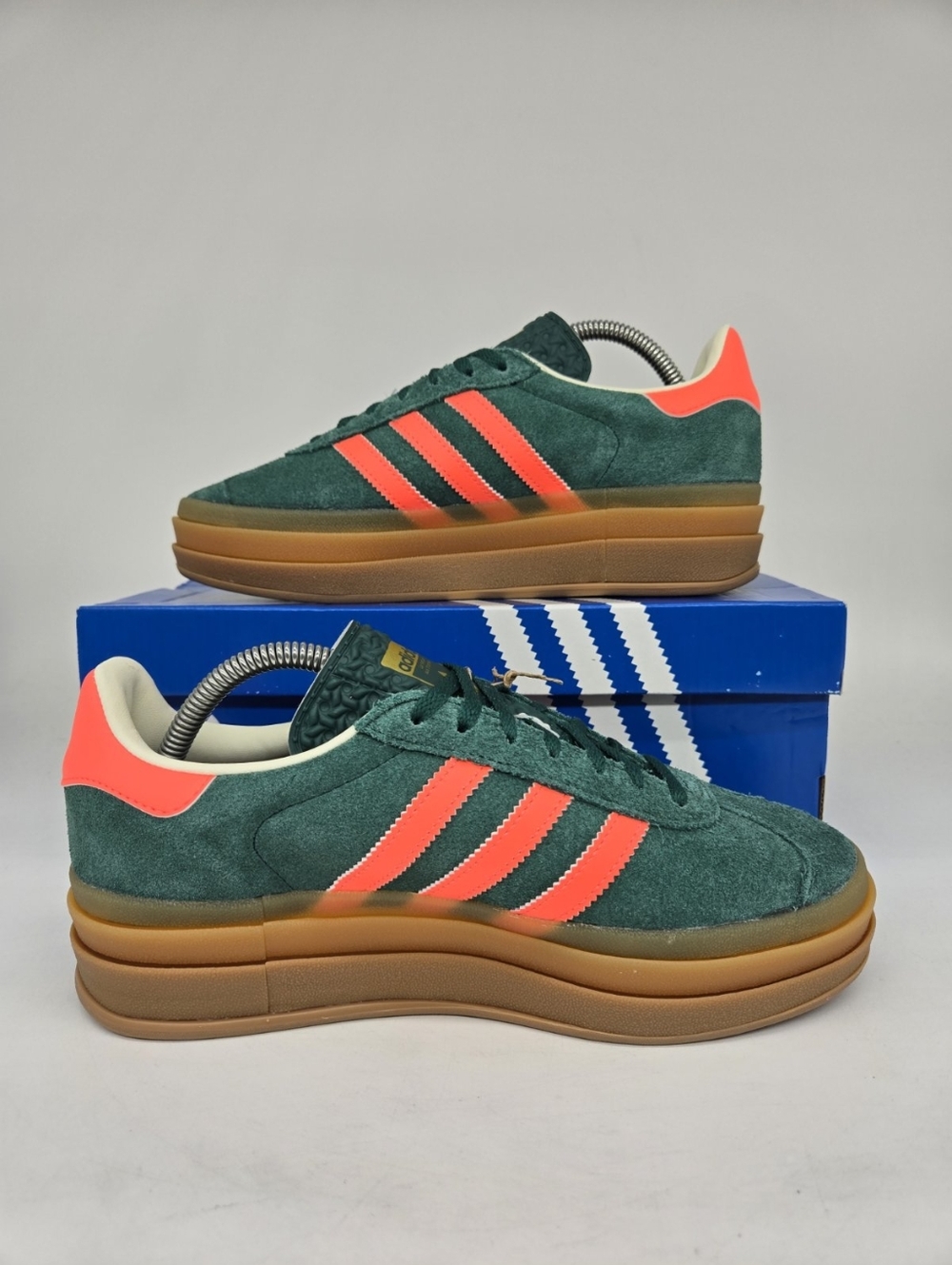 Adidas Gazelle Bold JQ7408 Collegiate Green Signal Coral Girls Shoes Size 6.5 - Picture 6 of 8